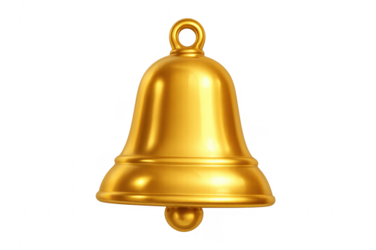 Golden bell notification alert icon with clapper
