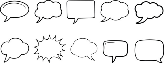 Fototapeta premium Hand drawn speech bubbles collection isolated on white background