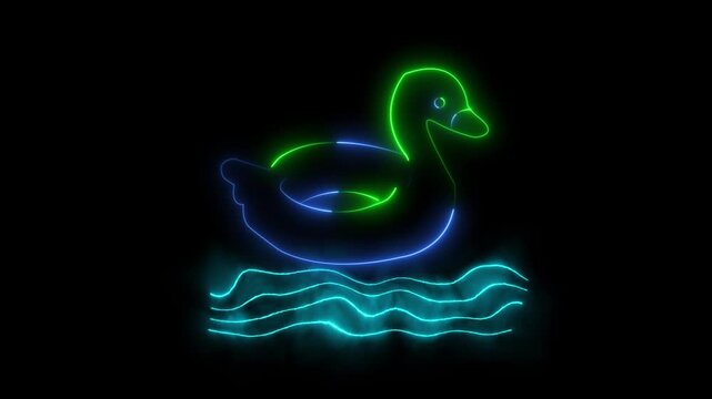 Black duck horizontal vector image &ndash; duckling silhouette wildlife illustration.