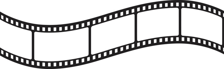 Wavy film strip isolated on white background