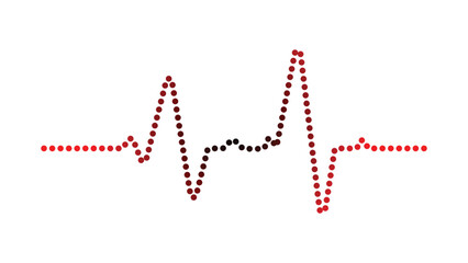 Dynamic heartbeat line formed by vibrant red dots transitions from black to bright red, symbolizing life and energy.