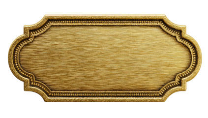 Ornate brass plaque.  Empty metal sign