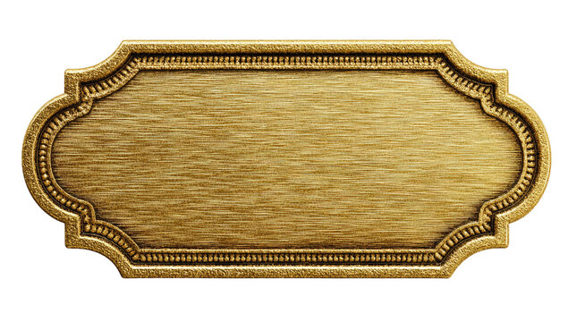 Ornate brass plaque.  Empty metal sign