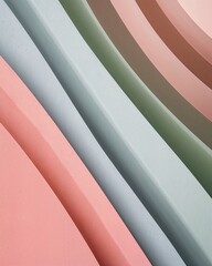 Minimalist abstract background with layered pastel paper curves for a modern design concept.