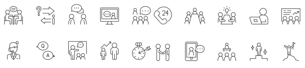 Consultant icon set in thin line style