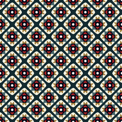 Elegant diamond pattern classic patchwork style stars background. Marine blue banner with small squares starry motif. Modern colorful geometric stylish fabric design textile swatch allover print block