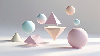Abstract 3D Geometry in Pastel Colors Minimal Design