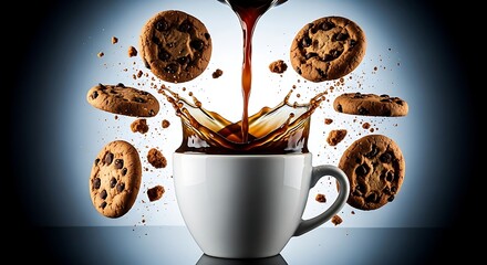 This technologically enhanced shot of falling fragments and a liquid crown splash captures a high-energy moment of sweetness and excitement, appealing to themes of diversity in daily routines and simp