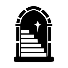 archway with steps leading to a star