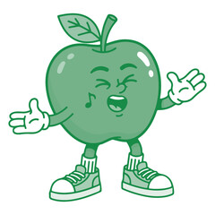 Animated green apple character