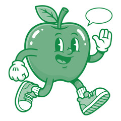 Animated green apple character