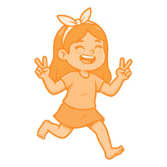 cartoon running girl