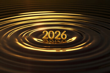 Happy New Year 2026 Golden Ripples celebration greeting
