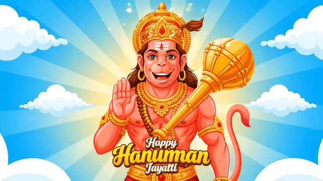 lord hanuman blessing deity illustration blue sky