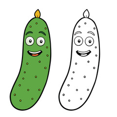 A fun cucumber coloring page featuring a long, smooth vegetable with bumpy skin and leafy stem. Great for teaching kids about healthy foods and farm-fresh produce.
