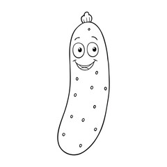 A fun cucumber coloring page featuring a long, smooth vegetable with bumpy skin and leafy stem. Great for teaching kids about healthy foods and farm-fresh produce.
