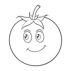 A fun tomato coloring page featuring a plump, round tomato with smooth skin and leafy top. Perfect for kids to color and learn about healthy vegetables in a creative way.
