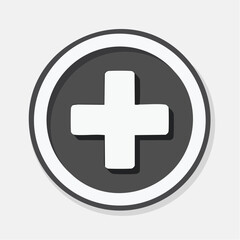 Fototapeta premium Modern circular icon featuring a clean white plus symbol, representing addition, new item, creation, or positive action for web and app user interfaces, on a subtle background