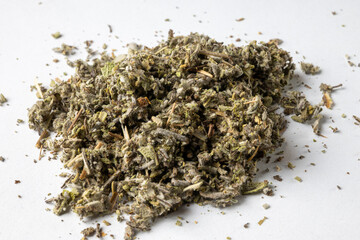 Dried sage leaves - white background