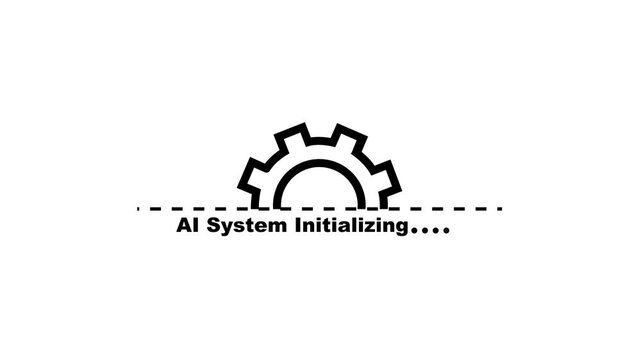 AI system initializing bar icon animation on white background. black color setting and AI system icon animated. Abstract system AI system initializing bar icon. setting AI system bar animated.