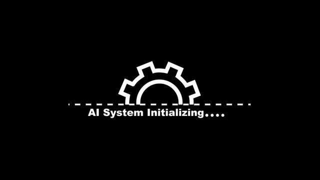 AI system initializing bar icon animation on black background. white color setting and AI system icon animated. Abstract system AI system initializing bar icon. setting AI system bar animated.