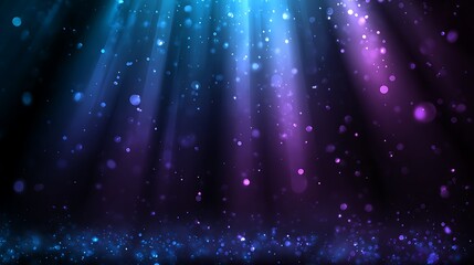 Nice photo of abstract dark background with blue and purple light rays and sparkles.