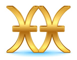 Golden Pisces Zodiac Sign - Astrological Symbolism and Mystical Representation.