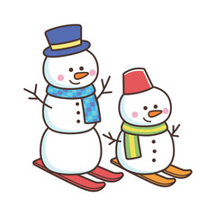 スキーをする雪だるま