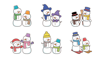 かわいい雪だるまのセット