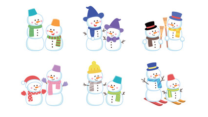 かわいい雪だるまのセット