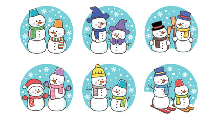 かわいい雪だるまのセット