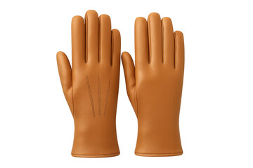 Obraz premium Pair of brown leather gloves with transparent background