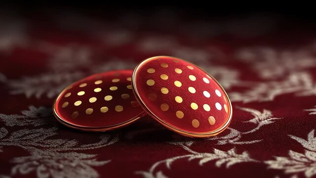 Exquisite Red Polka Dot Cufflinks on Luxurious Fabric