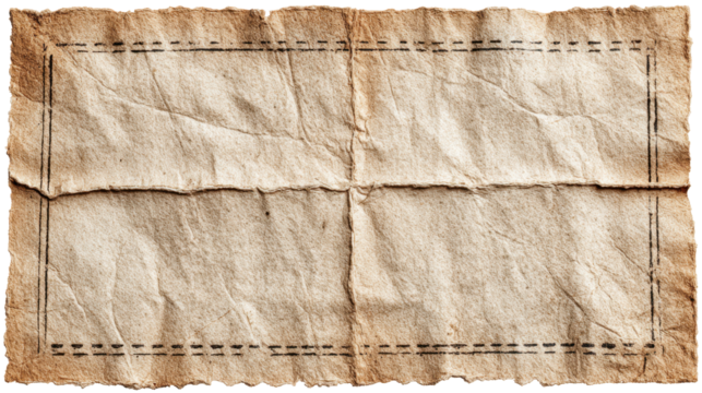 PNG vintage parchment texture with wrinkles and folds for rustic backgrounds and old paper designs