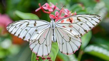 Butterfly on pink flower