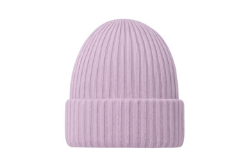 Pink ribbed wool beanie hat with folded brim