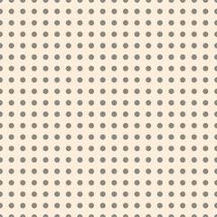 Minimal seamless polka dot grid with sand gray on a cream base. Ideal for print, packaging, and digital design. Vector included.