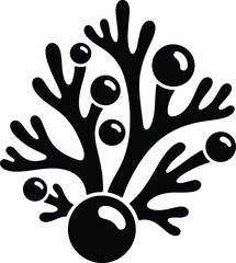 Vector seaweed with bubbles simple underwater plant silhouette illustration