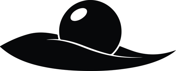Vector single black pearl on leaf sea ocean silhouette illustration