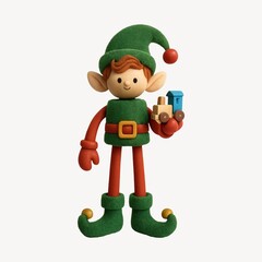 Whimsical elf holding toy