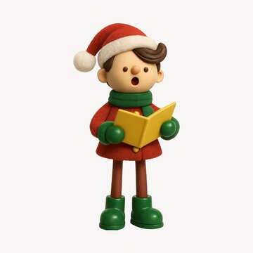 Festive caroler figurine singing