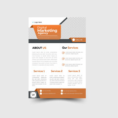 Fototapeta premium A4 Size simple creative minimalist corporate professional digital marketing business flyer vector template design for your business. 
