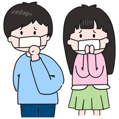 감기 코로나 미세먼지 황사 마스크를 낀 사람