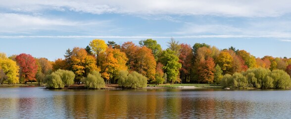autumn landscape with lake