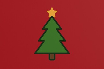 Obraz premium Minimalist Christmas tree illustration.