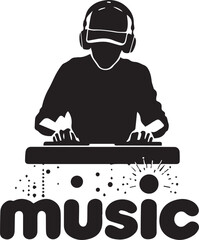 DJ mixing music vector illustration with headphones, turntable, and dynamic entertainment theme