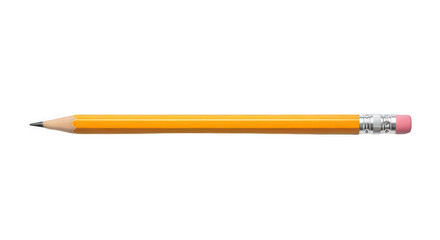 Pencil, yellow, eraser, writing, drawing, school, office, stationery, isolated, white background, transparent background, wooden, graphite, lead, sharp, sharpened, tool, education, learning, idea, con