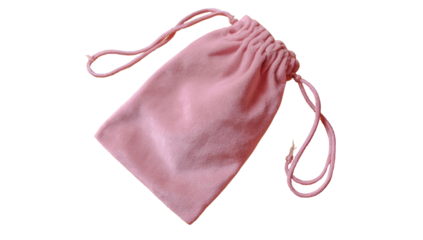Small, pale pink velvet drawstring bag