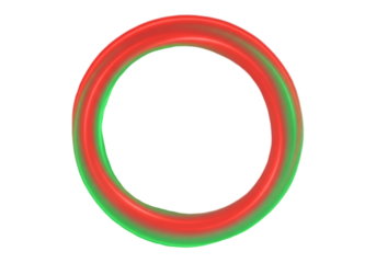 A 3d rendered red and green torus ring, isolated on a transparent background, symbolizing infinity, connection, or a cyclical process