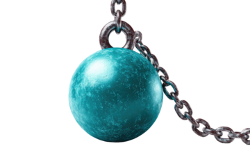 Teal sphere, heavy, chained